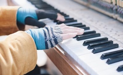 person playing piano